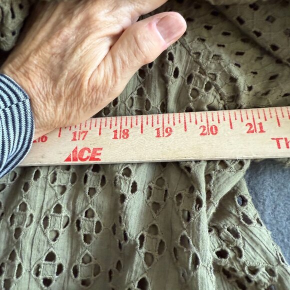 The Odells Thread Eyelet Peasant Mini Dress Women's Small Cottagecore Green - Picture 6 of 6